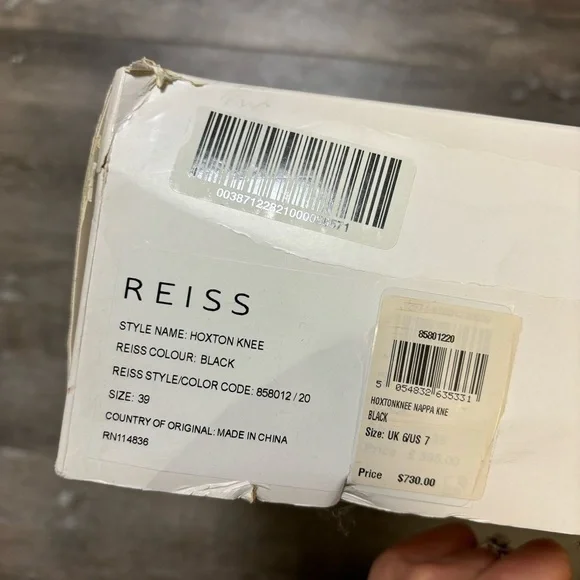 REISS | Hoxton Knee High Boot With Zippers Black Leather Size 39 NEW In Box - Picture 9 of 10